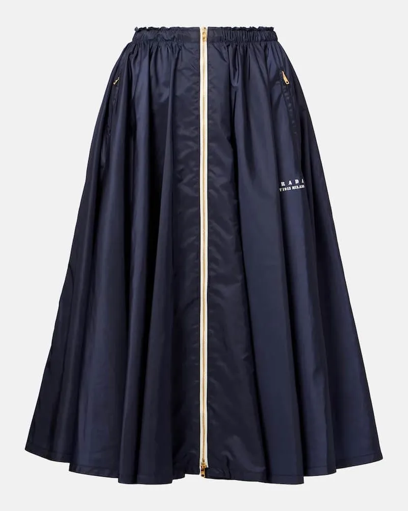 Prada Midirock aus Re-Nylon Blau