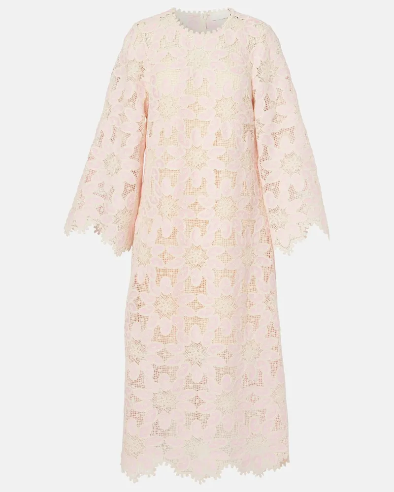 Zimmermann Midikleid Ottie aus Spitze Pink