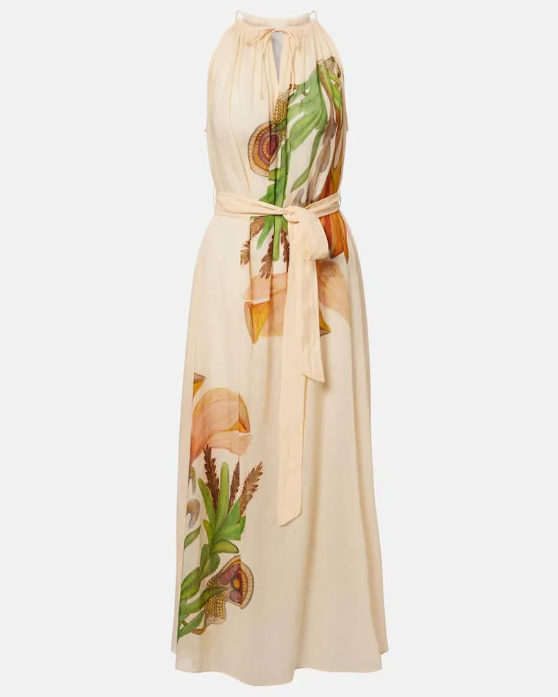 Ulla Johnson X Anna Zemánková Midikleid aus Baumwolle Beige