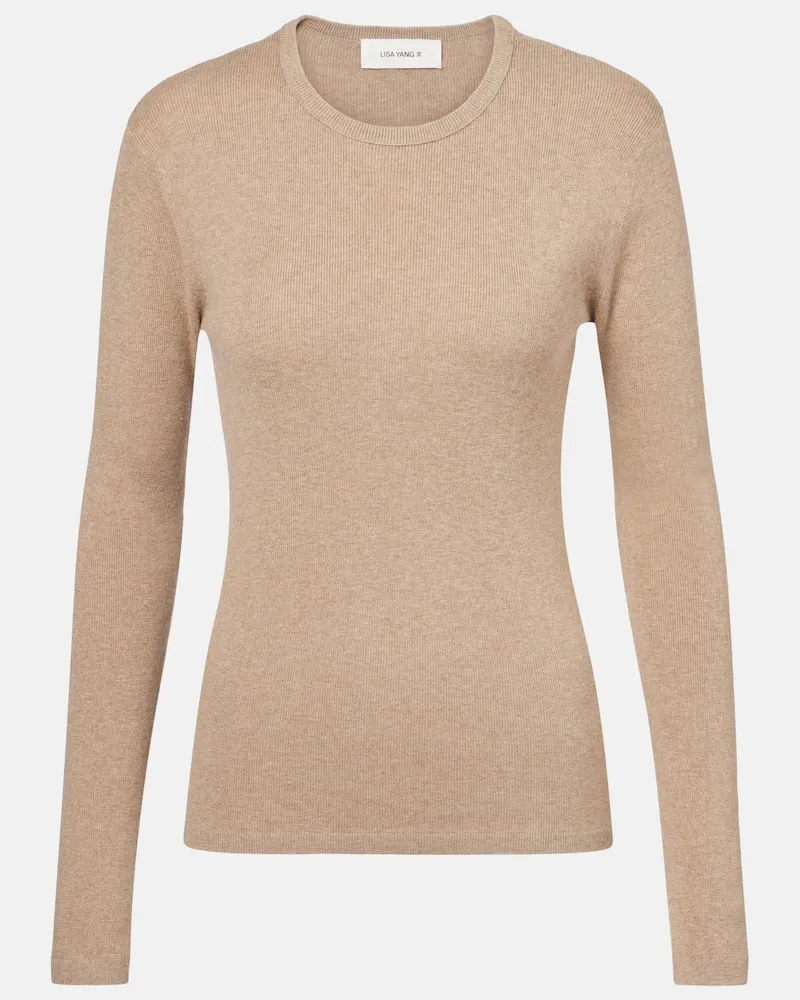 Lisa Yang Pullover Vivian aus Baumwolle und Kaschmir Beige
