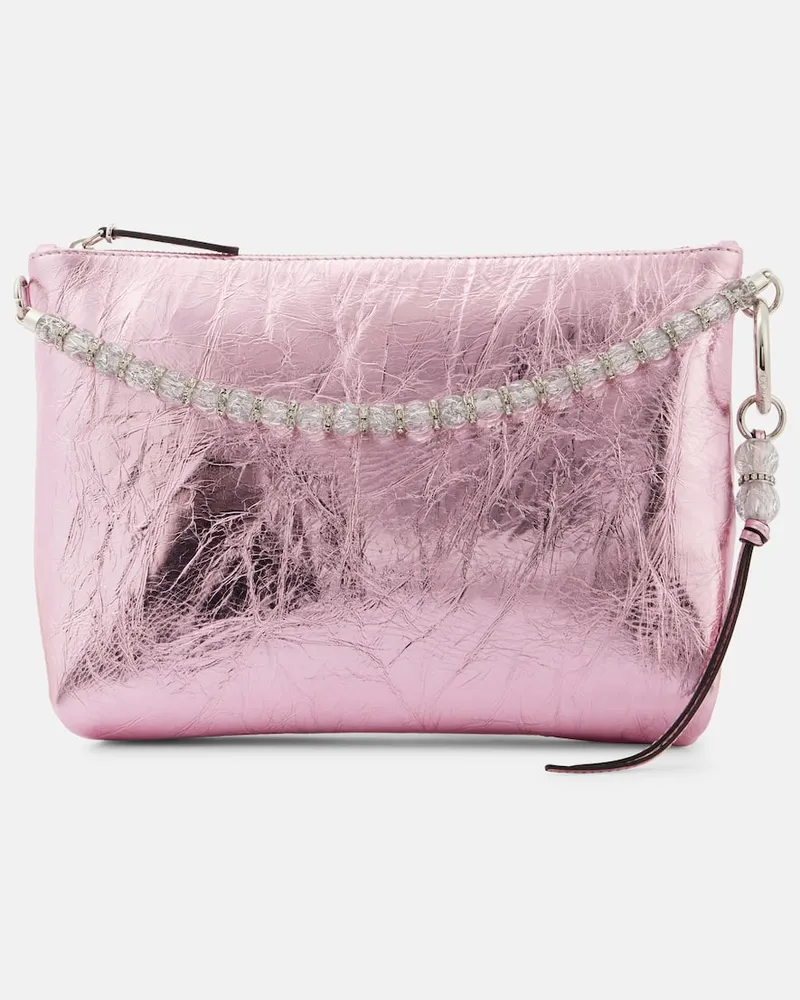 Jimmy Choo Clutch Callie Small aus Metallic-Leder Pink