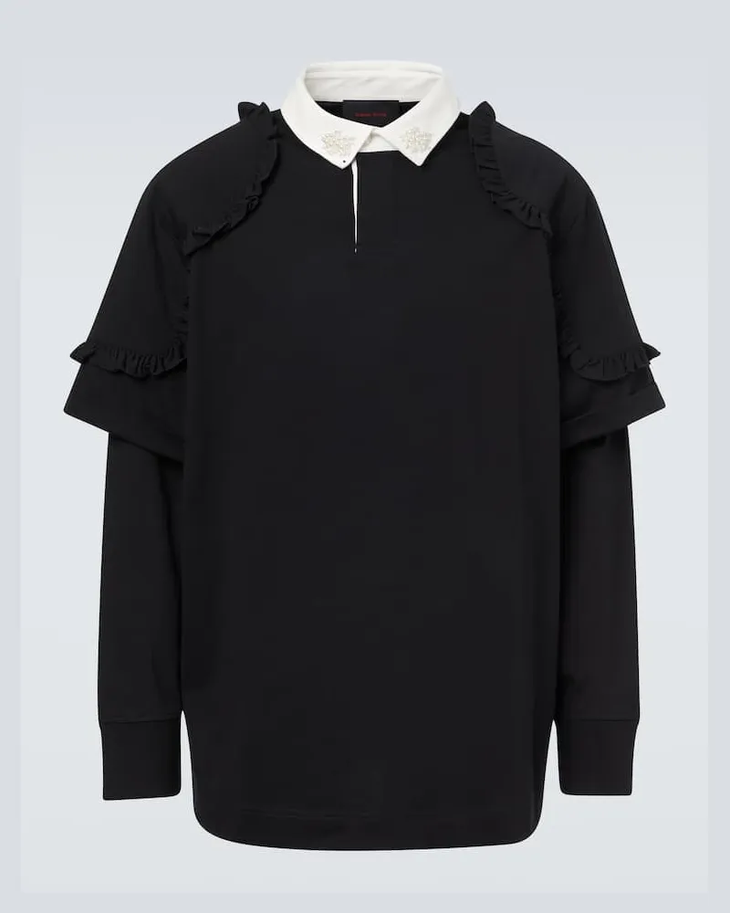 Simone Rocha Polohemd aus Baumwoll-Jersey Schwarz