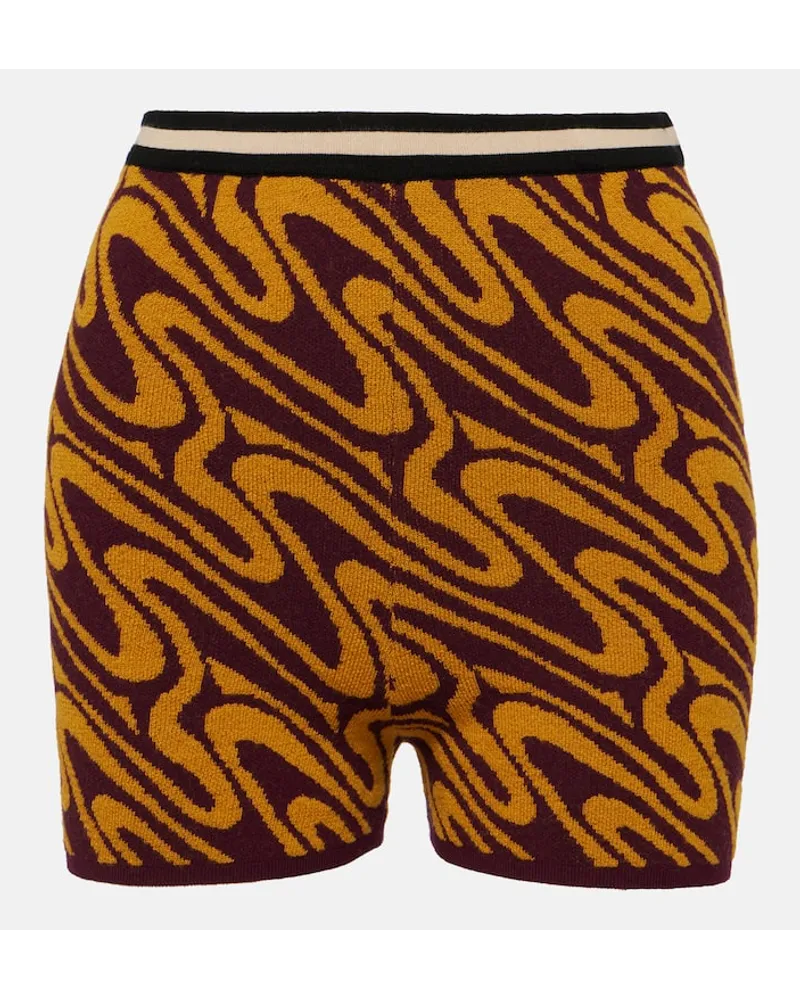 Dries van Noten High-Rise Shorts aus Jacquard Orange