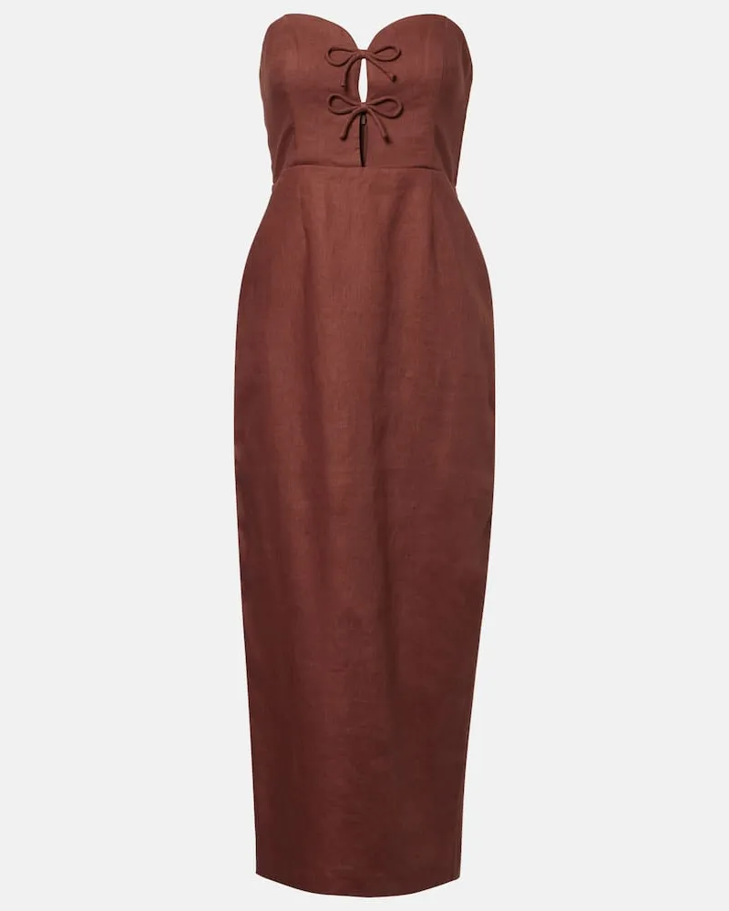 Posse Midikleid Sabine aus Leinen Braun