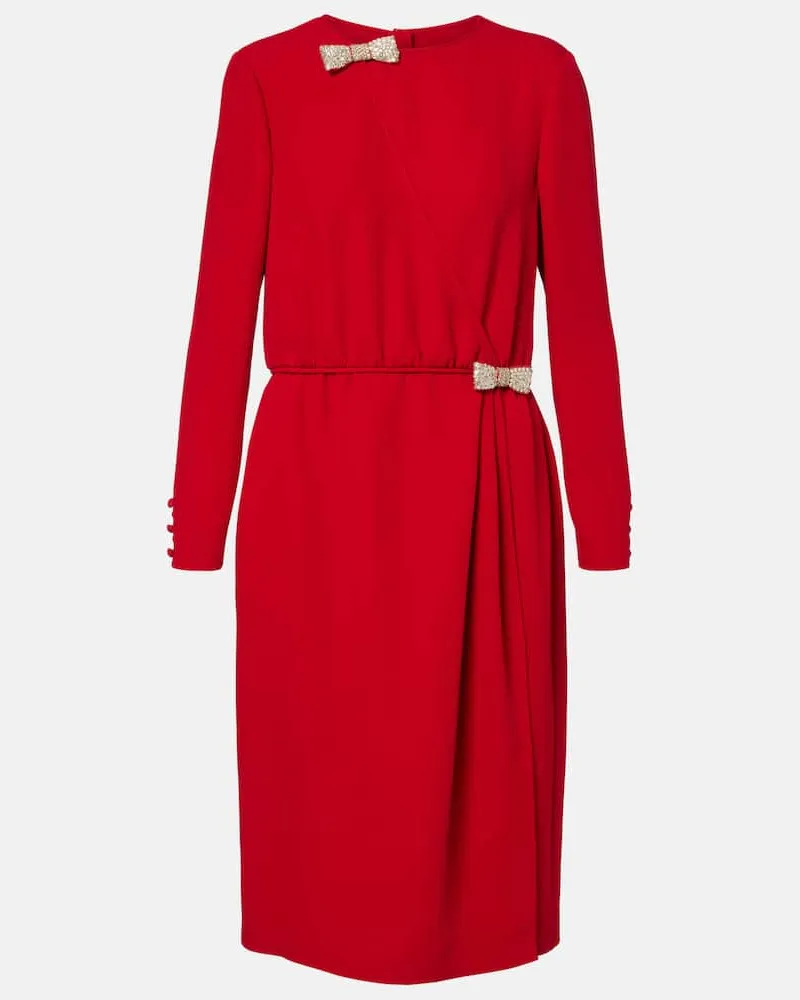 Valentino Garavani Midikleid aus Seide mit Kristallen Rot