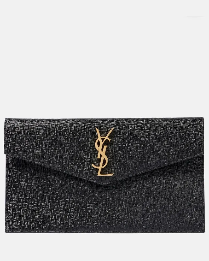 Saint Laurent Clutch Uptown aus Leder Schwarz
