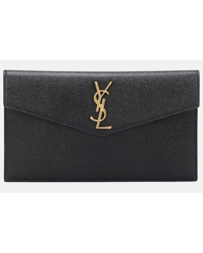 Saint Laurent Clutch Uptown aus Leder Schwarz