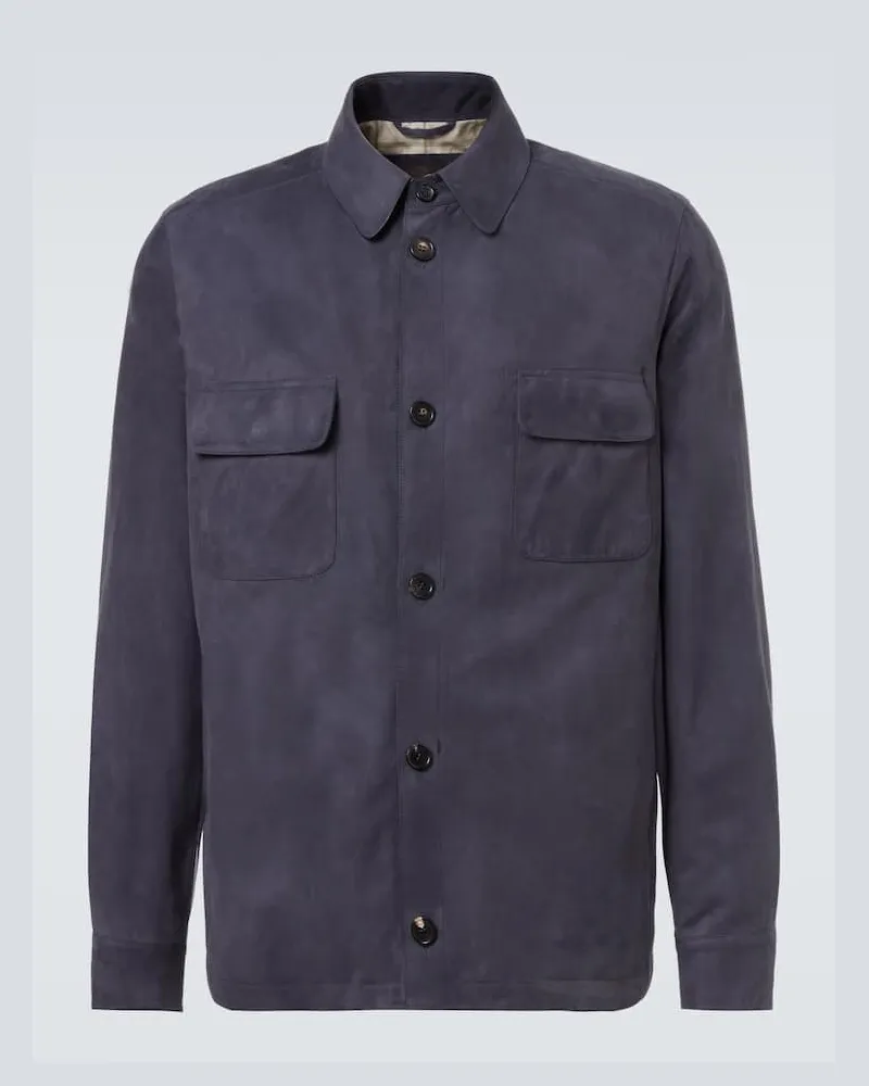 Loro Piana Jacke aus Veloursleder Blau