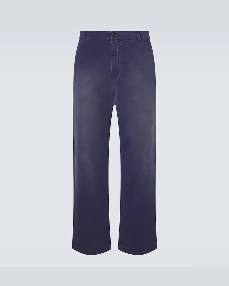 Miu Miu Weite Hose aus Baumwoll-Gabardine Blau