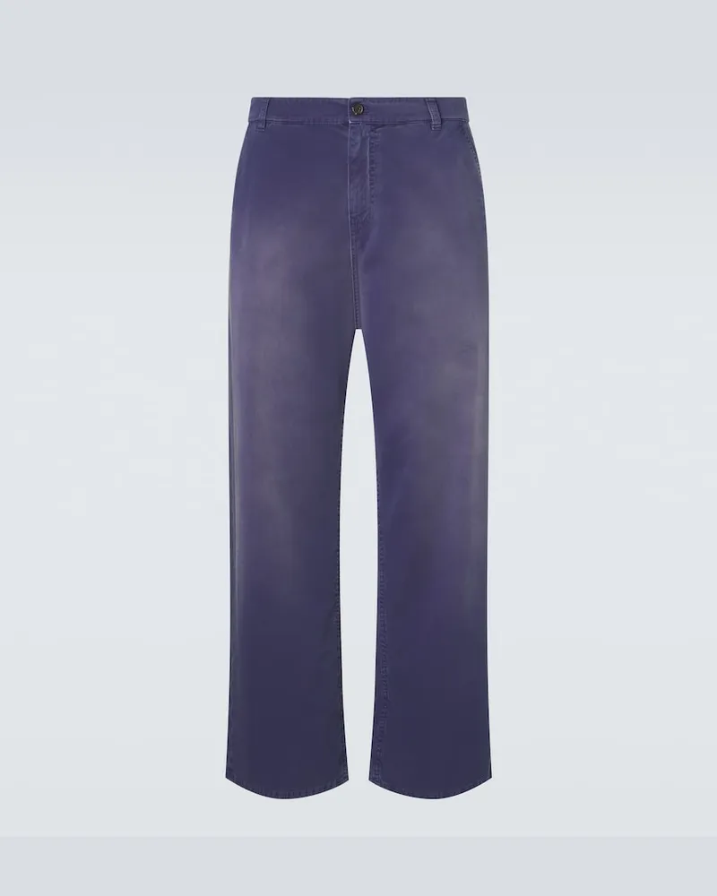 Miu Miu Weite Hose aus Baumwoll-Gabardine Blau