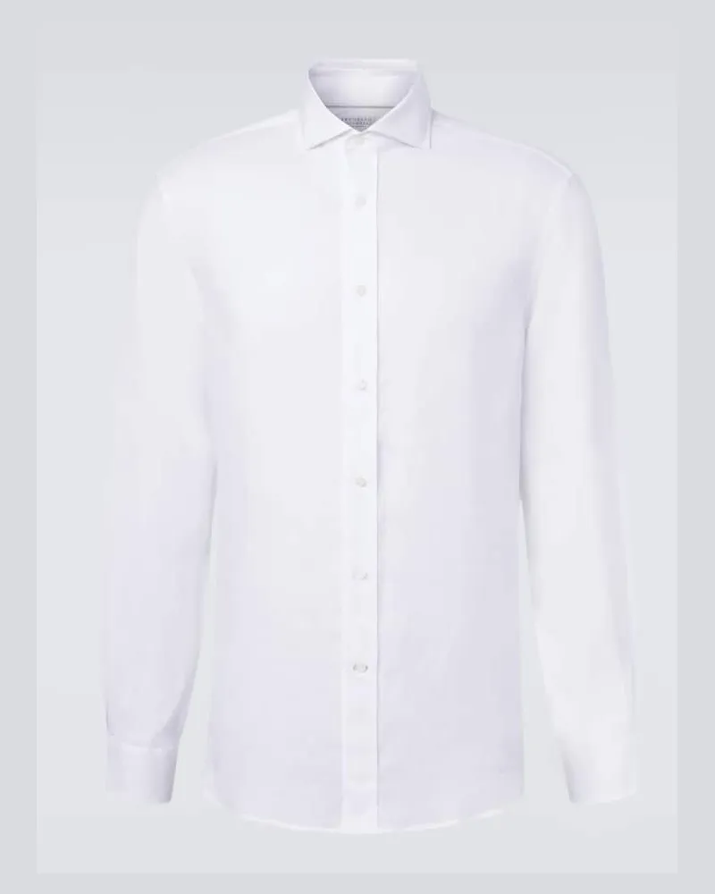 Brunello Cucinelli Hemd aus Leinen Weiß