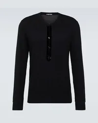 Tom Ford Henley-Top aus Satin Schwarz