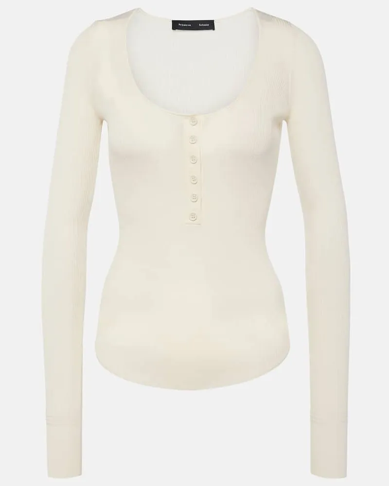 Proenza Schouler Henley-Top Boyd aus Rippstrick Weiß