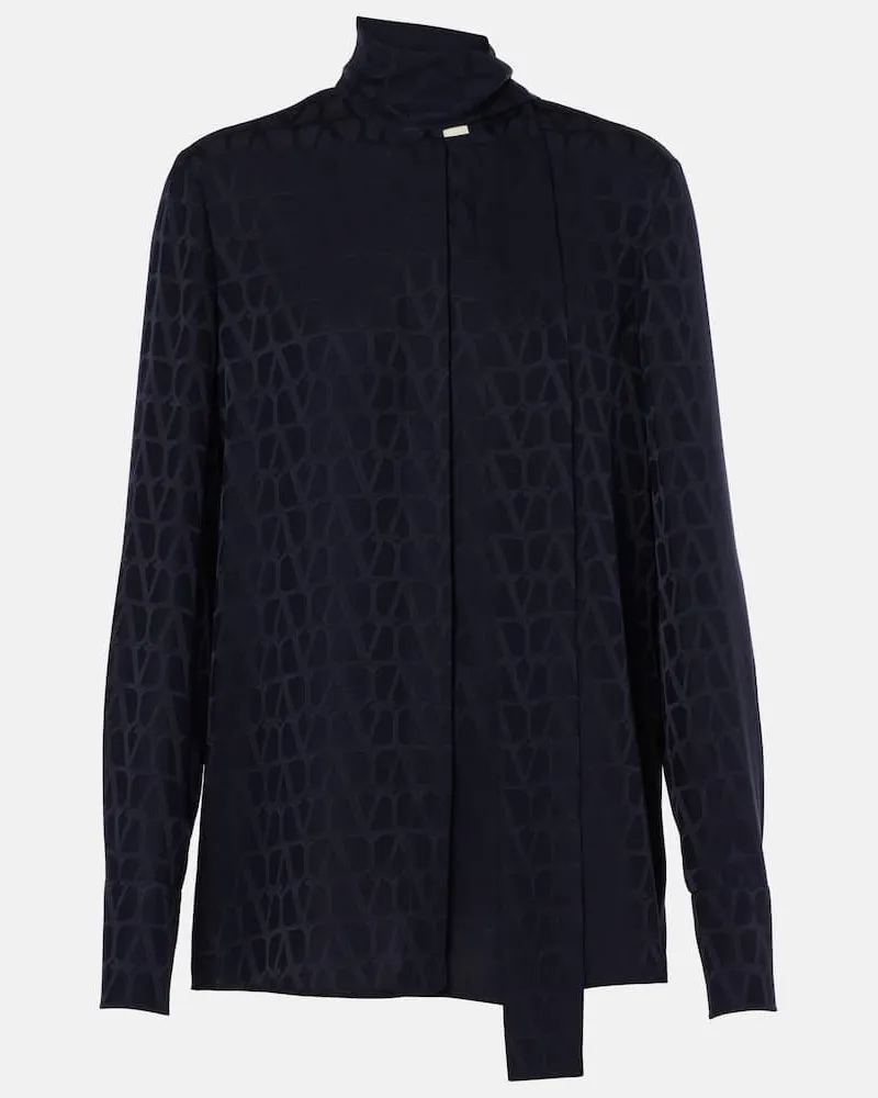 Valentino Garavani Top Toile Iconographe aus Seiden-Jacquard Blau