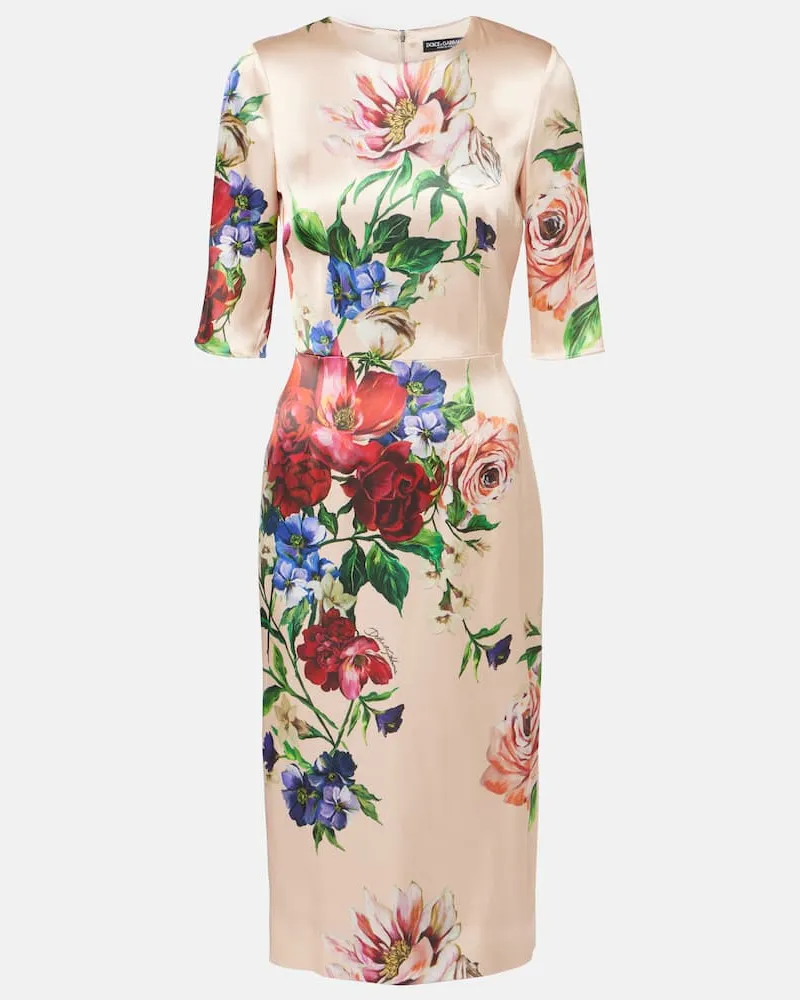Dolce & Gabbana Midikleid aus Satin Multicolor