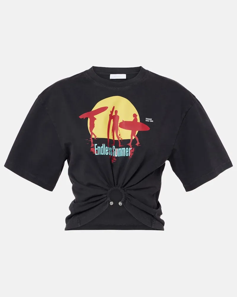 Paco Rabanne Bedrucktes T-Shirt aus Baumwoll-Jersey Multicolor