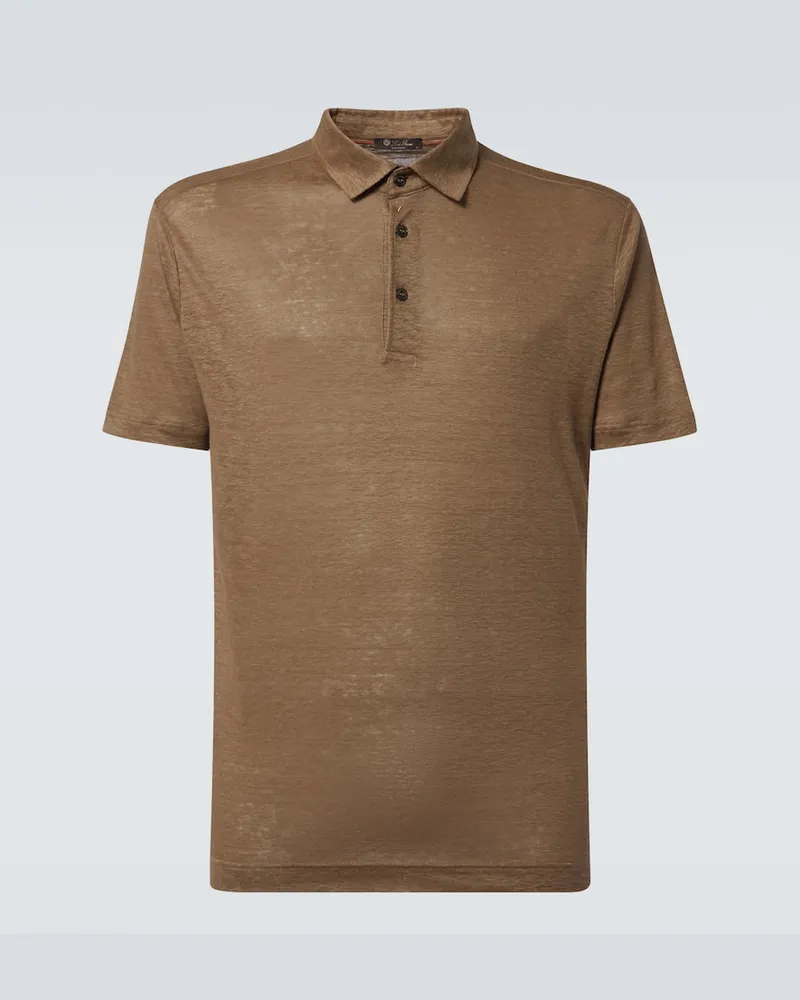 Loro Piana Polohemd aus Leinen Braun