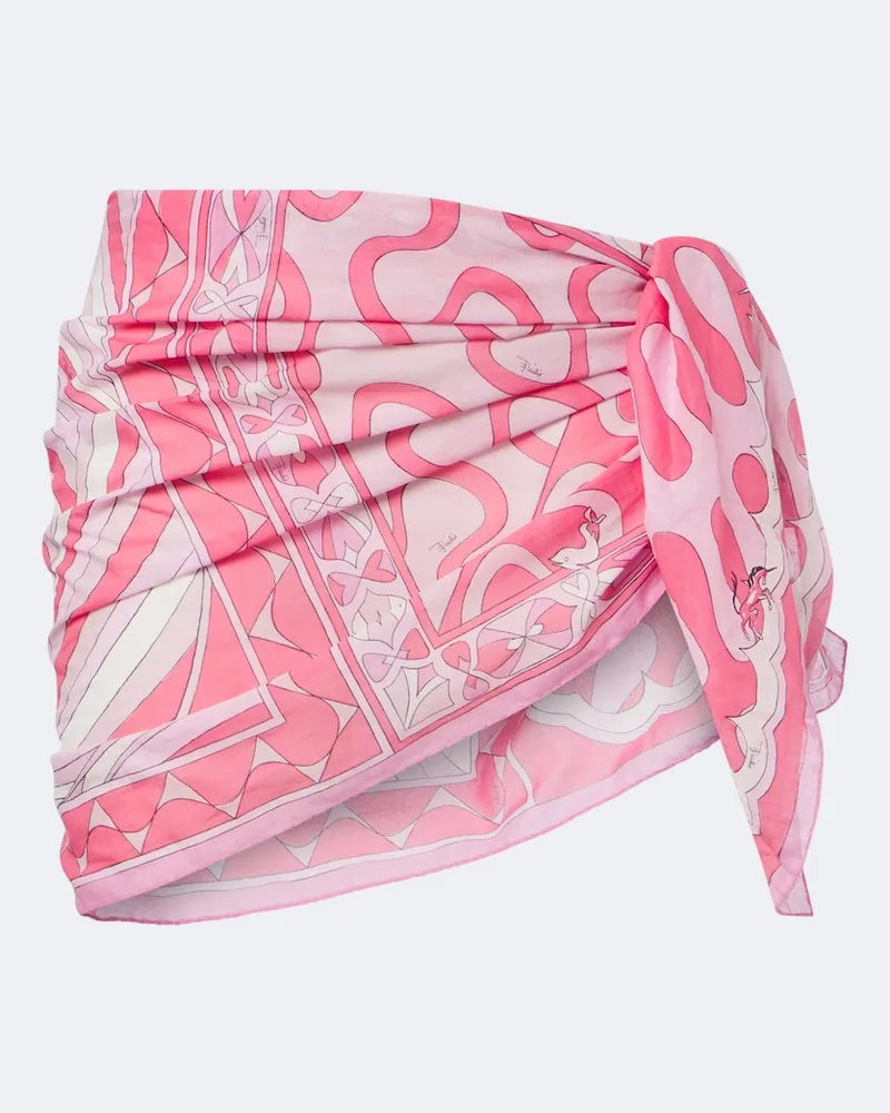 Emilio Pucci Pareo Onda und Iride aus Baumwoll-Voile Rosa
