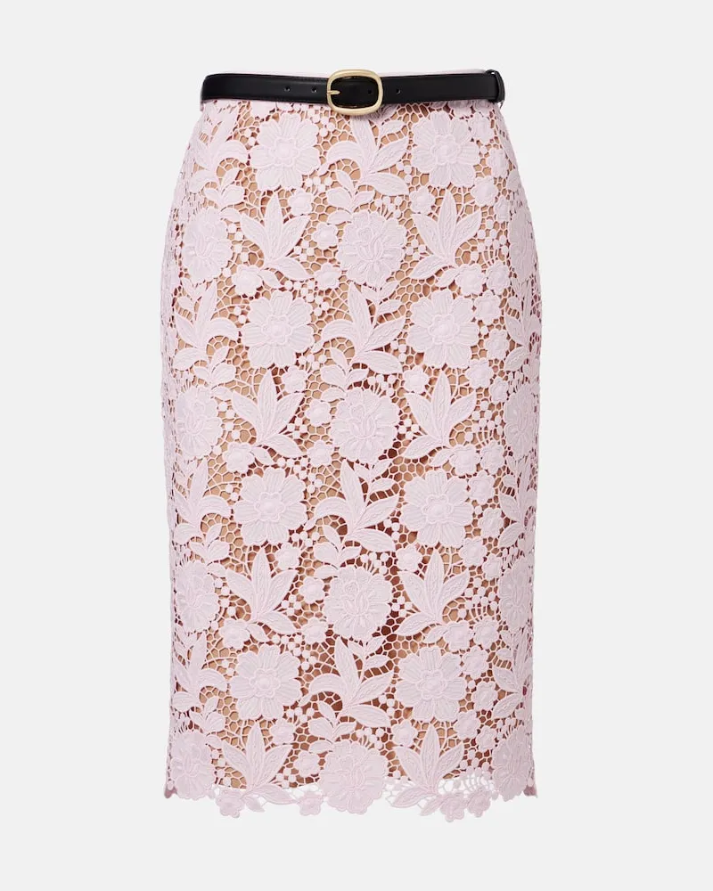 Self-Portrait Bleistiftrock aus Häkelstrick Rosa