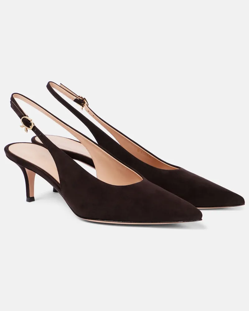 Gianvito Rossi Slingback-Pumps Robbie 55 aus Veloursleder Braun