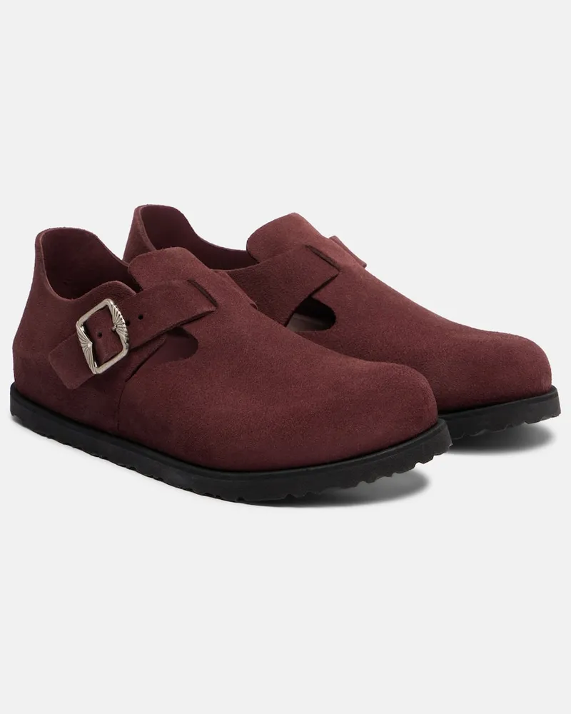 Birkenstock Slip-Ons London aus Veloursleder Burgunderrot
