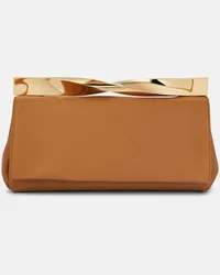 Aquazzura Clutch Twist aus Leder Beige