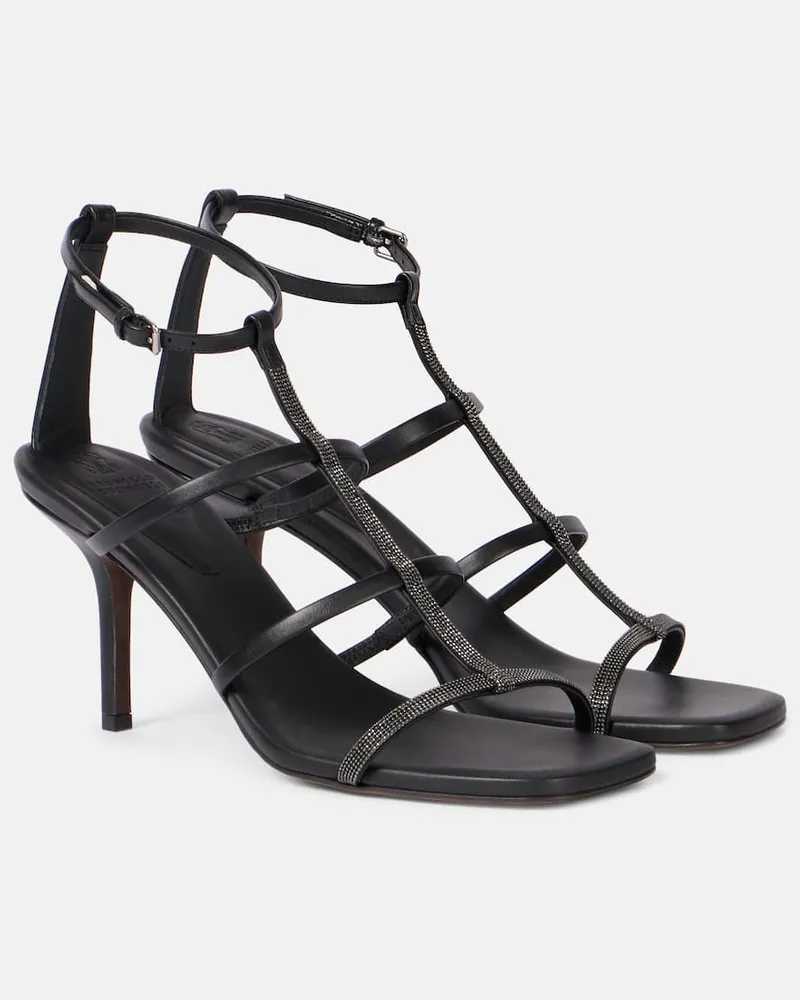 Brunello Cucinelli Sandalen Monili aus Leder Schwarz
