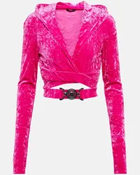 Versace Cropped-Hoodie Medusa Biggie aus Samt Pink