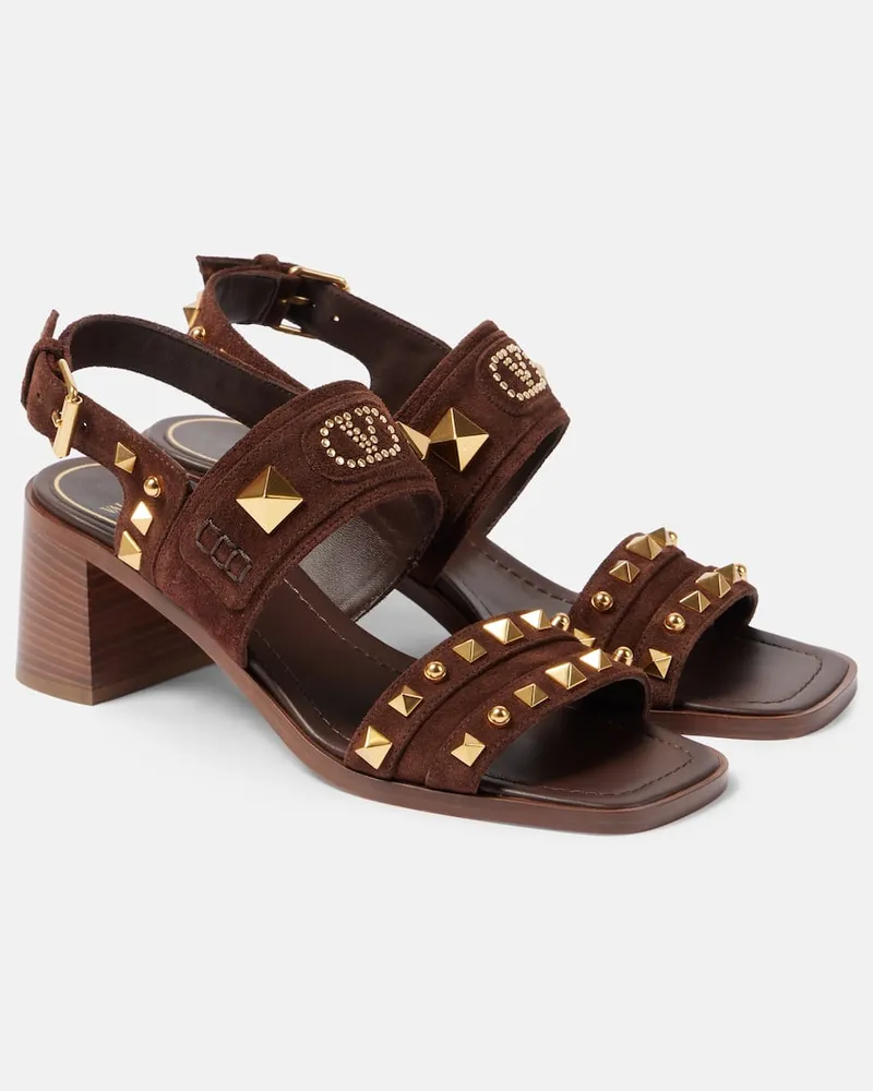 Valentino Garavani Sandalen Plaster Caster aus Veloursleder Braun