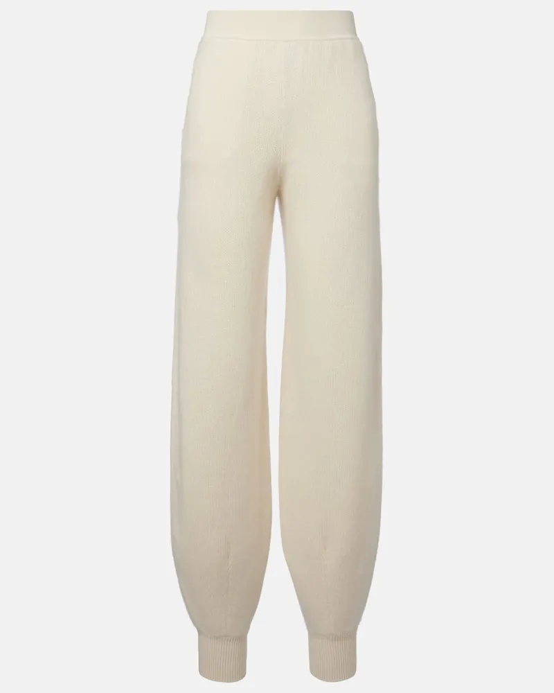 Loro Piana Jogginghose Mersey aus Seide und Kaschmir Weiß