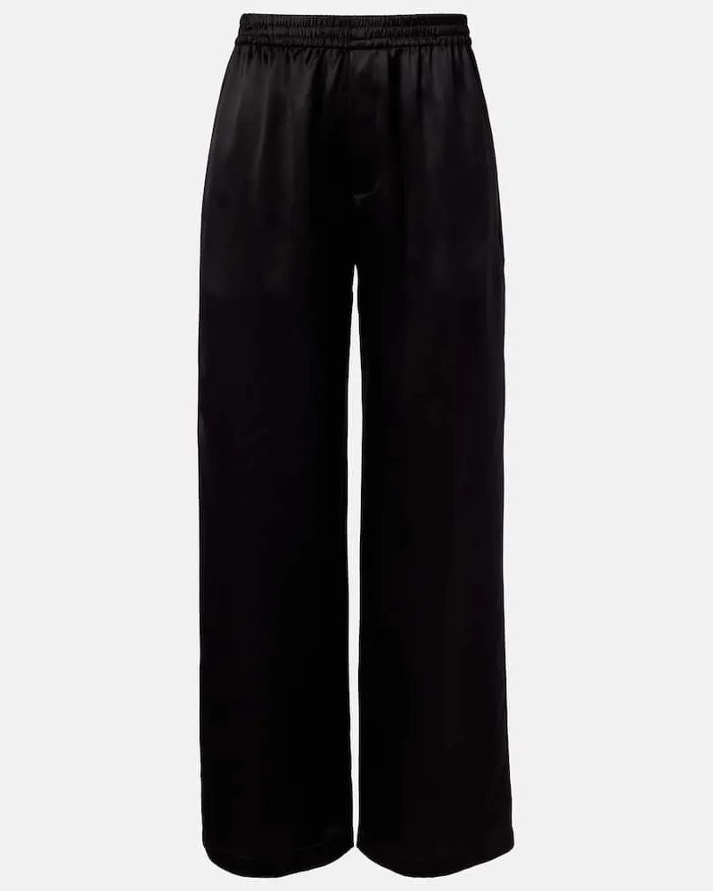 Saint Laurent Gerade Hose aus Seidensatin Schwarz