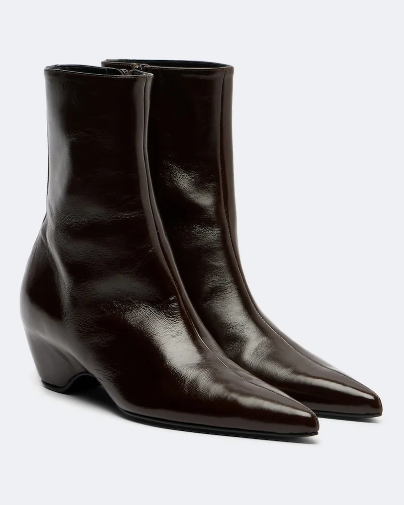 KHAITE Ankle Boots Sybil aus Leder Braun
