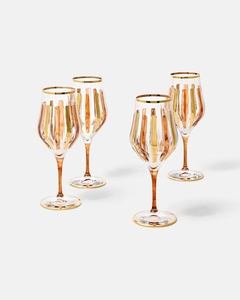 Les-Ottomans Set aus vier Weingläsern Gold