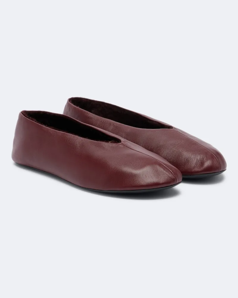 The Row Slip-Ons Stella aus Leder Burgunderrot