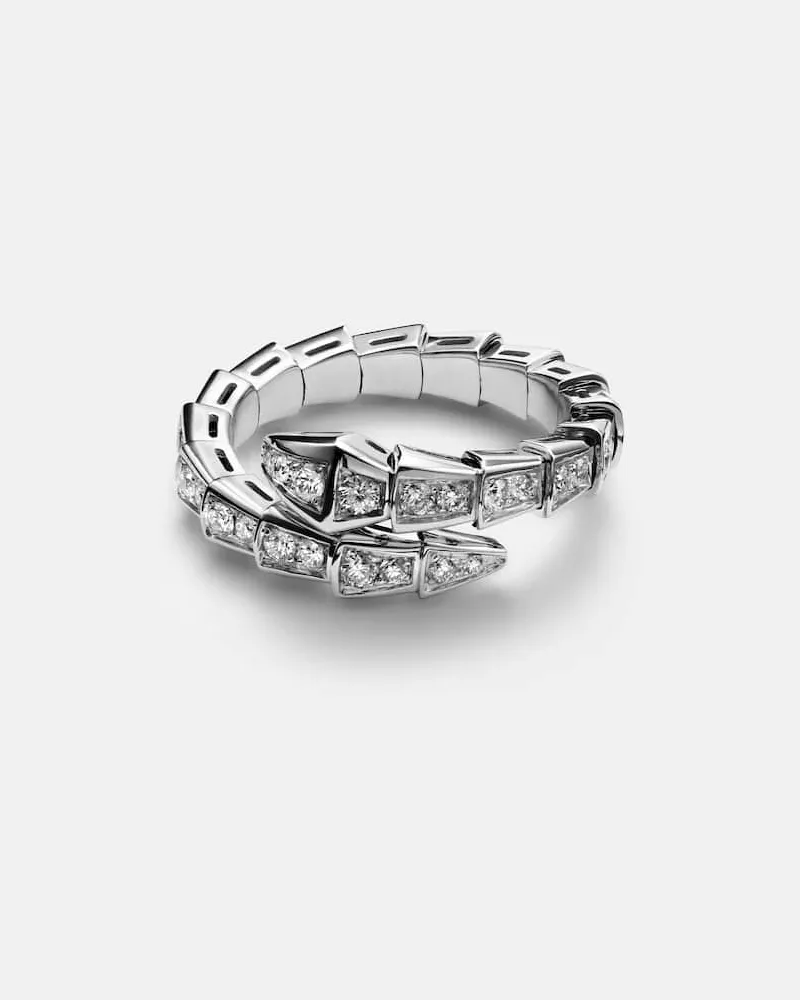 Bulgari Ring Serpenti Viper aus 18kt Weißgold mit Diamanten Silber