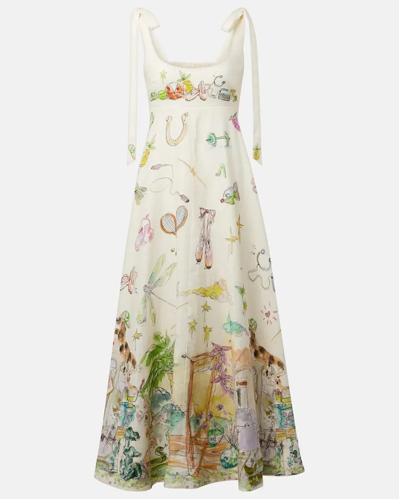ALEMAIS Alémais Bedrucktes Midikleid Anouk aus Leinen Multicolor