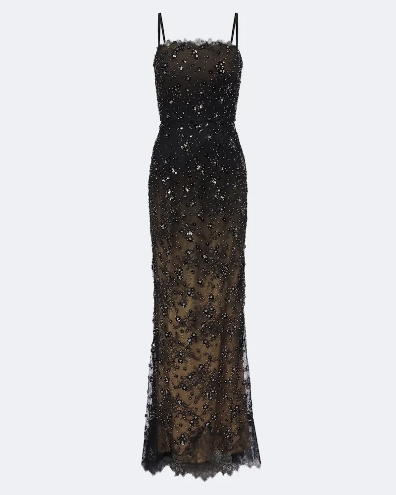 Elie Saab Robe aus Spitze mit Pailletten Schwarz
