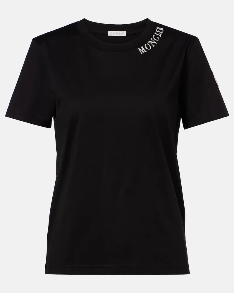 Moncler T-Shirt aus Baumwoll-Jersey Schwarz