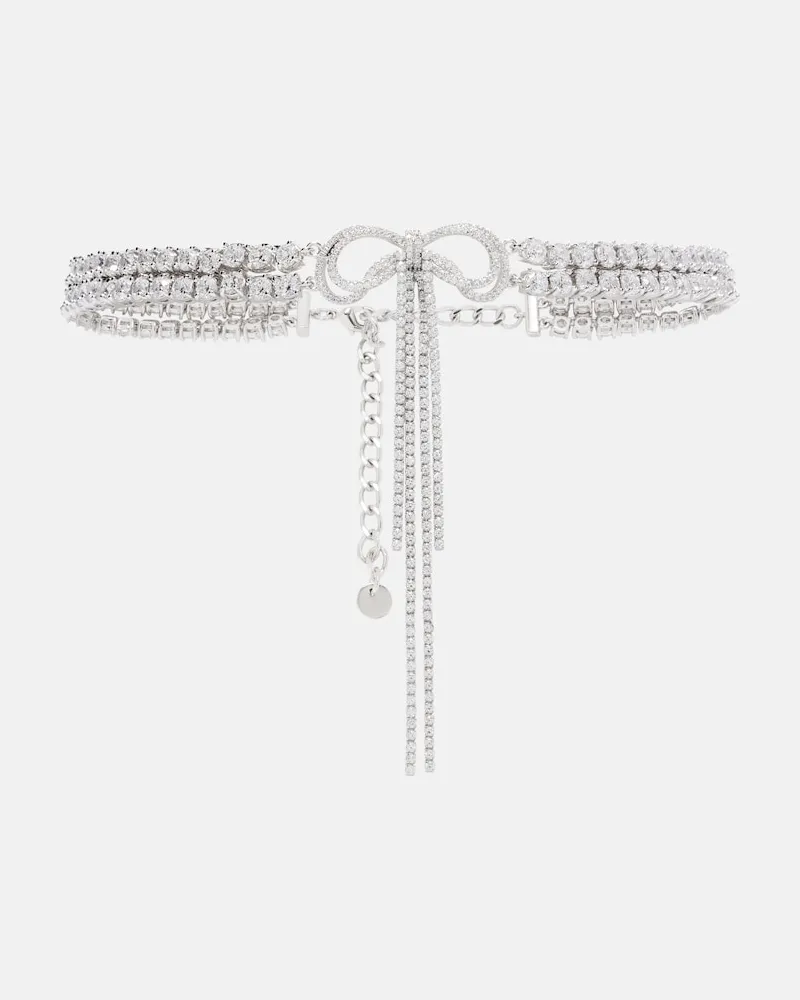 Self-Portrait Choker mit Kristallen Silber