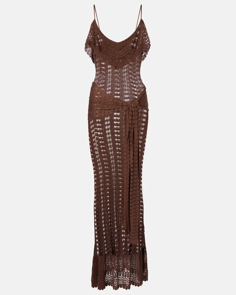 Aya Muse Maxikleid aus Pointelle-Strick Braun