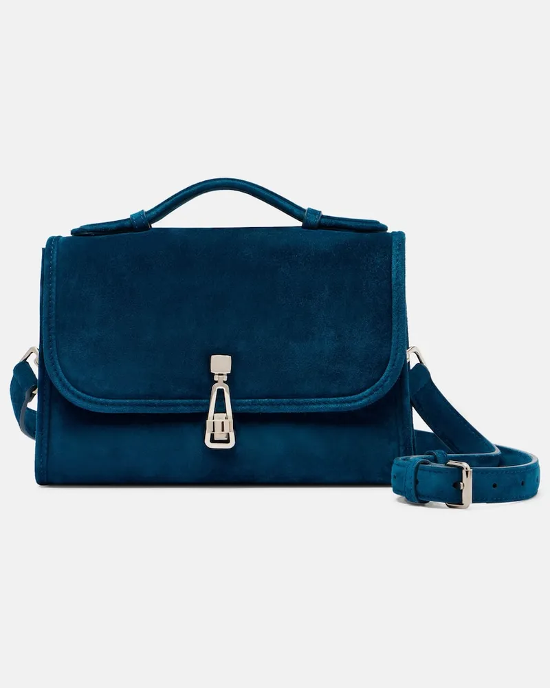 Gabriela Hearst Schultertasche Leonora aus Veloursleder Blau