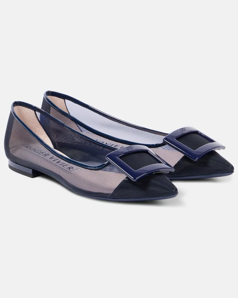 Roger Vivier Ballerinas Gommettine aus Mesh Blau