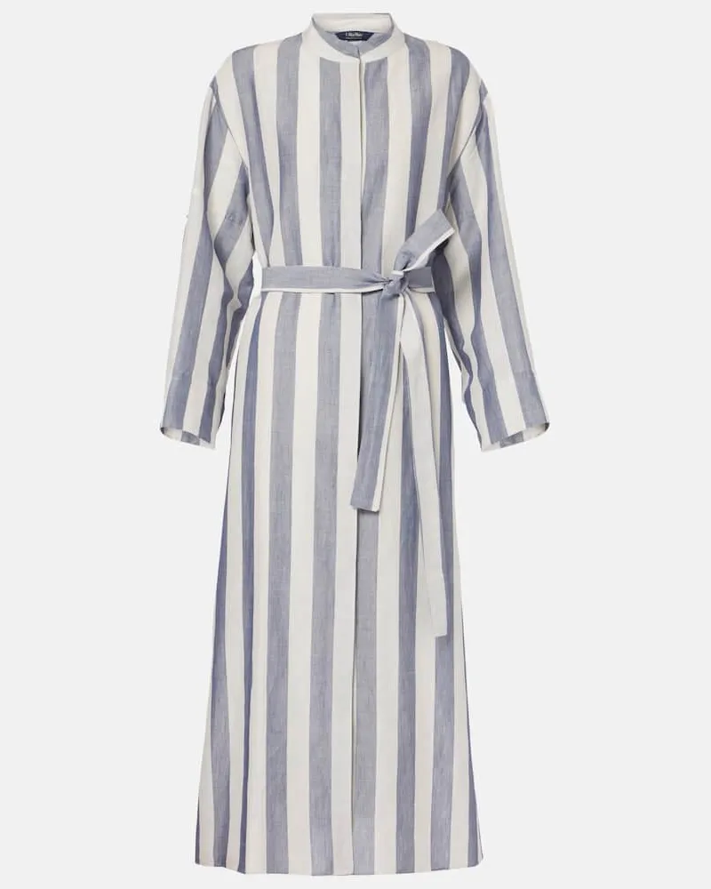 Max Mara Midikleid Rima aus Ramie und Baumwolle Blau