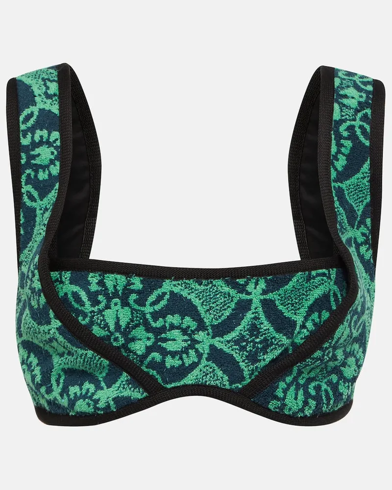 Marine Serre Bralette aus Frottee Grün