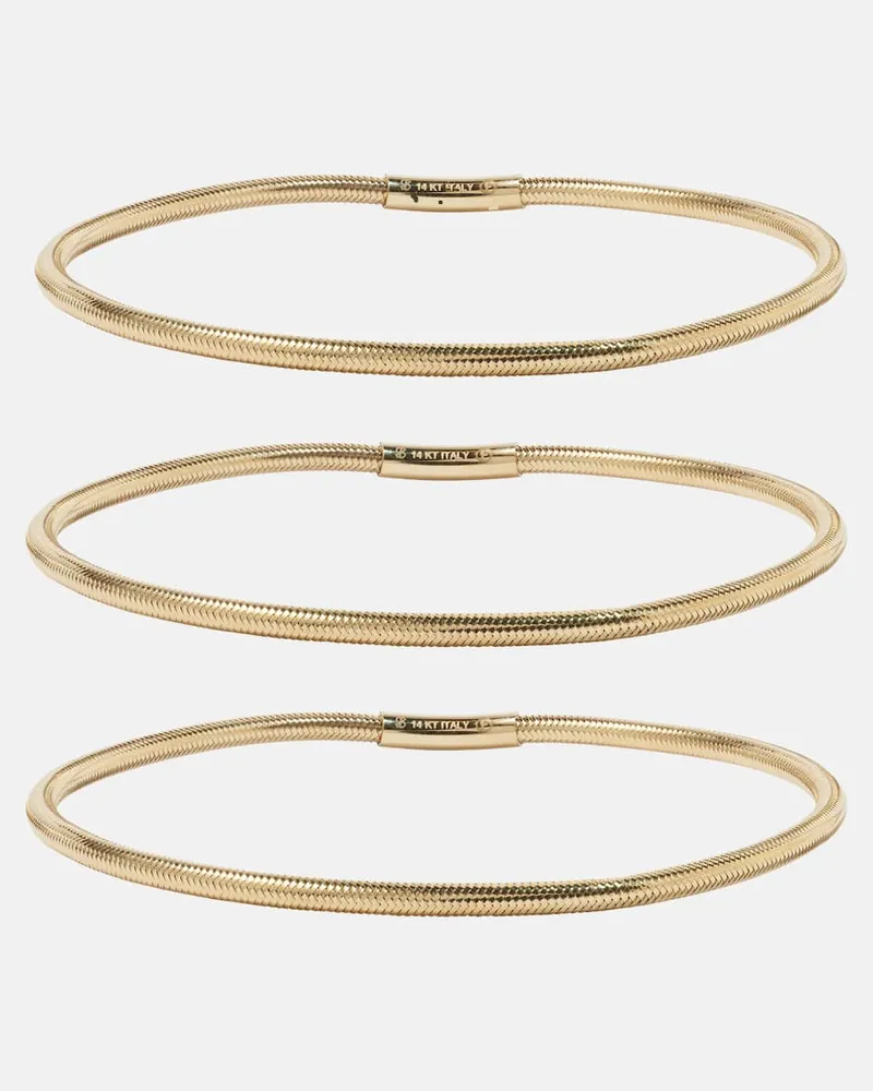 Stone & Strand Set Liquid Gold Stretch aus drei Armbändern aus 14kt Gelbgold Gold