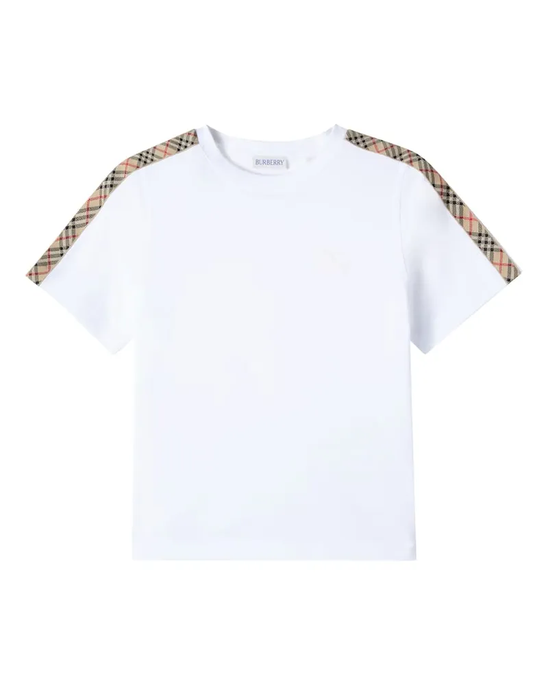 Burberry T-Shirt Burberry Check aus Baumwoll-Jersey Weiß