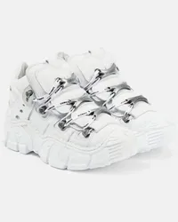 VETEMENTS X New Rock Plateau-Sneakers aus Leder Weiss