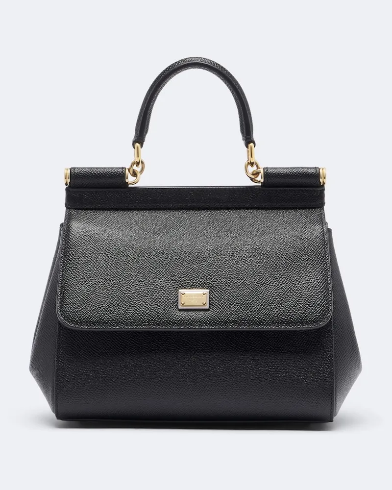 Dolce & Gabbana Tote Sicily Small aus Leder Schwarz