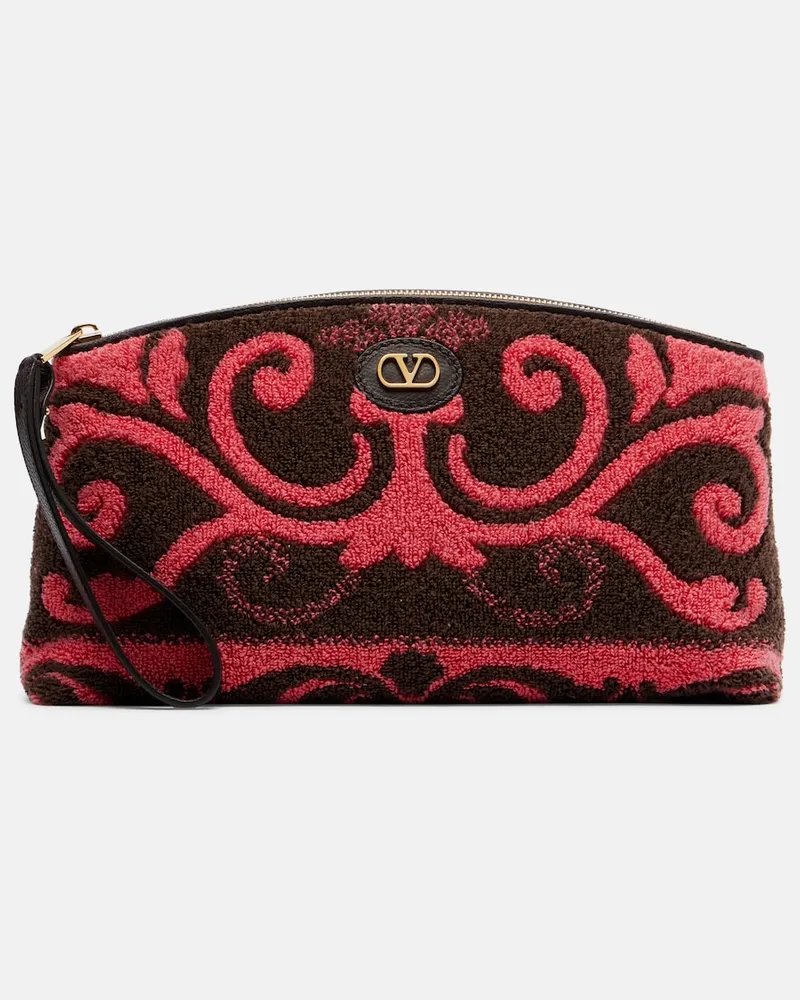 Valentino Garavani Clutch VLogo aus Frottee mit Leder Rosa