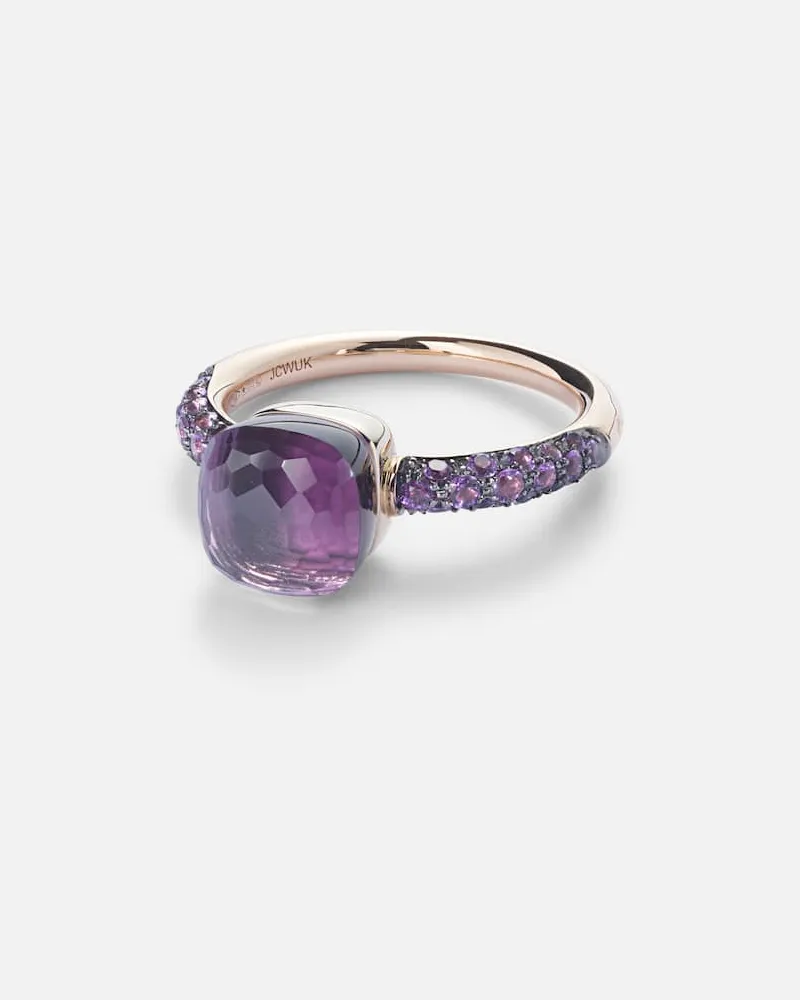 Pomellato Ring Nudo Petit aus 18kt Rosé- und Weißgold mit Amethyst und Jade Violett